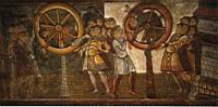 Saint-Savin sur Gartempe, Abbaye St-Savin et St-Cyprien, Peinture de la crypte, Supplice de la roue